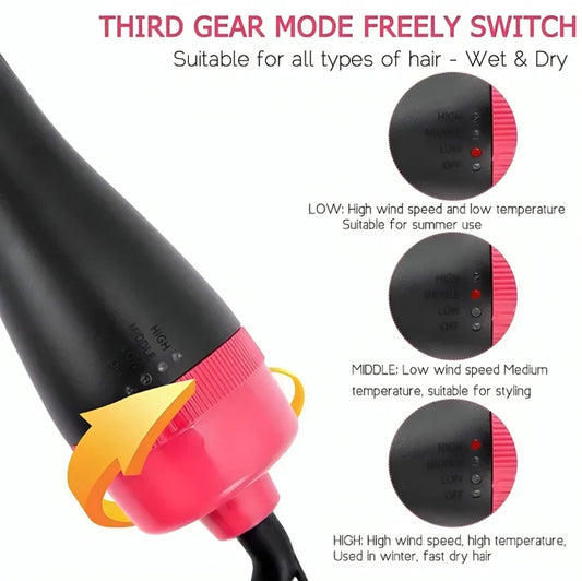 3-in-1 Hair Dryer Brush – Straightener & Curler Comb Styler